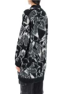 Msgm Star-print Intarsia Cardigan In Black