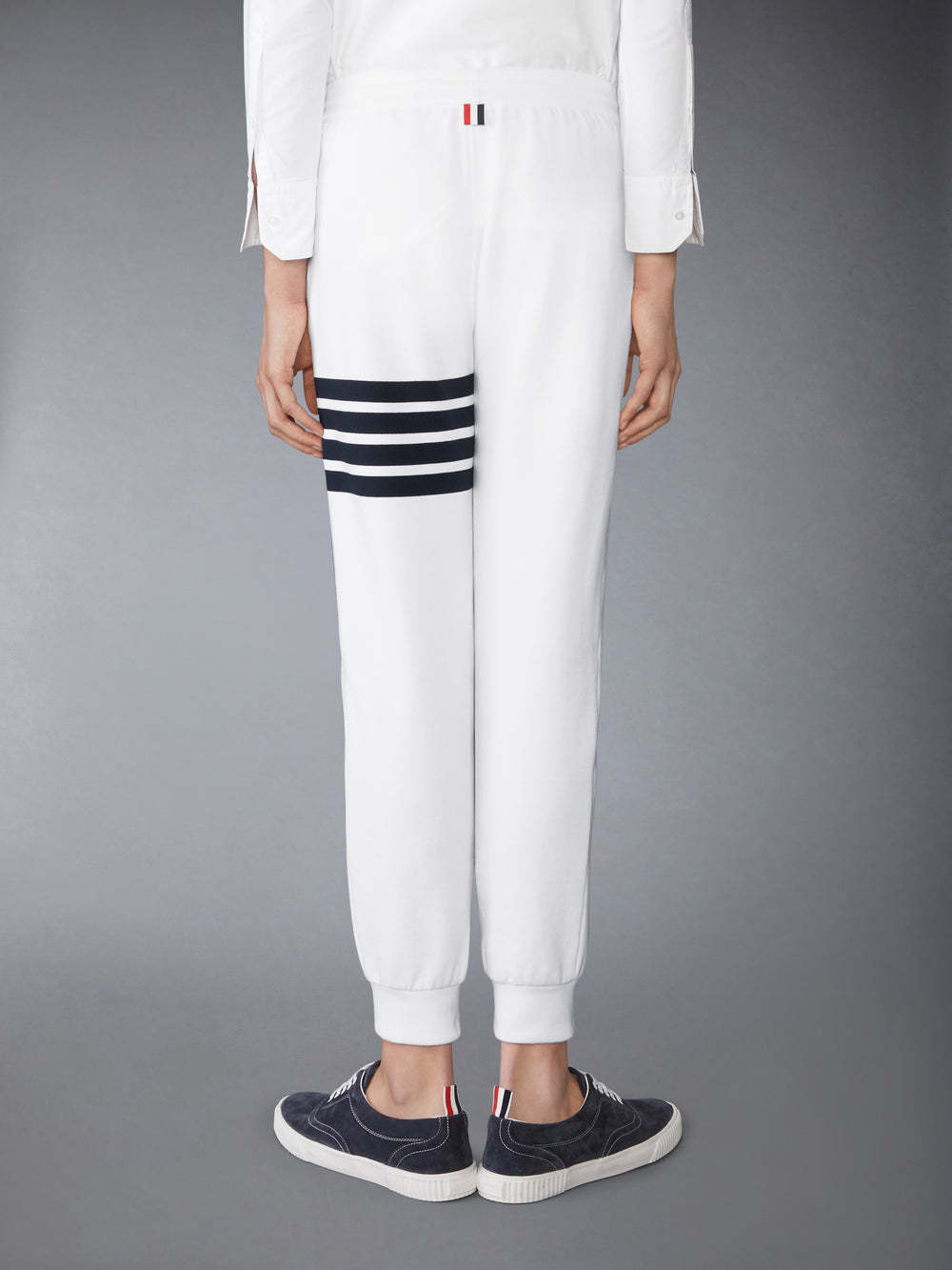 Thom Browne Cotton Sweatpants With Signature Stripe Detail In White