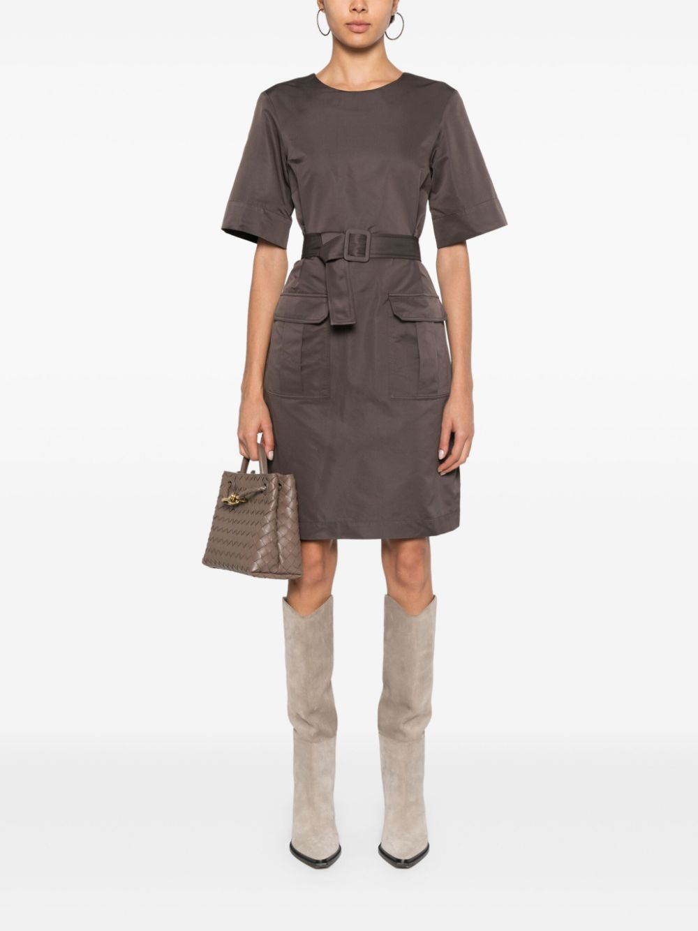 P.a.r.o.s.h Mini Dress With Belt And Pockets In Black