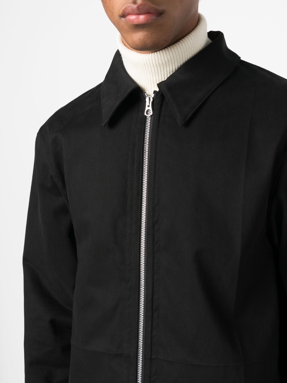 Jil Sander Minimalist Zippered Wool Overshirt In Black