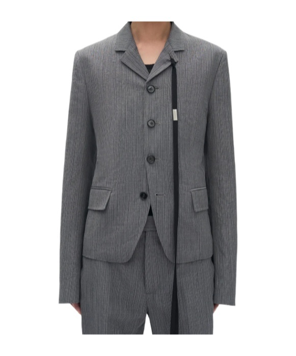 Ann Demeulemeester Reinier Slim Fit Deconstructed Jacket In Gray