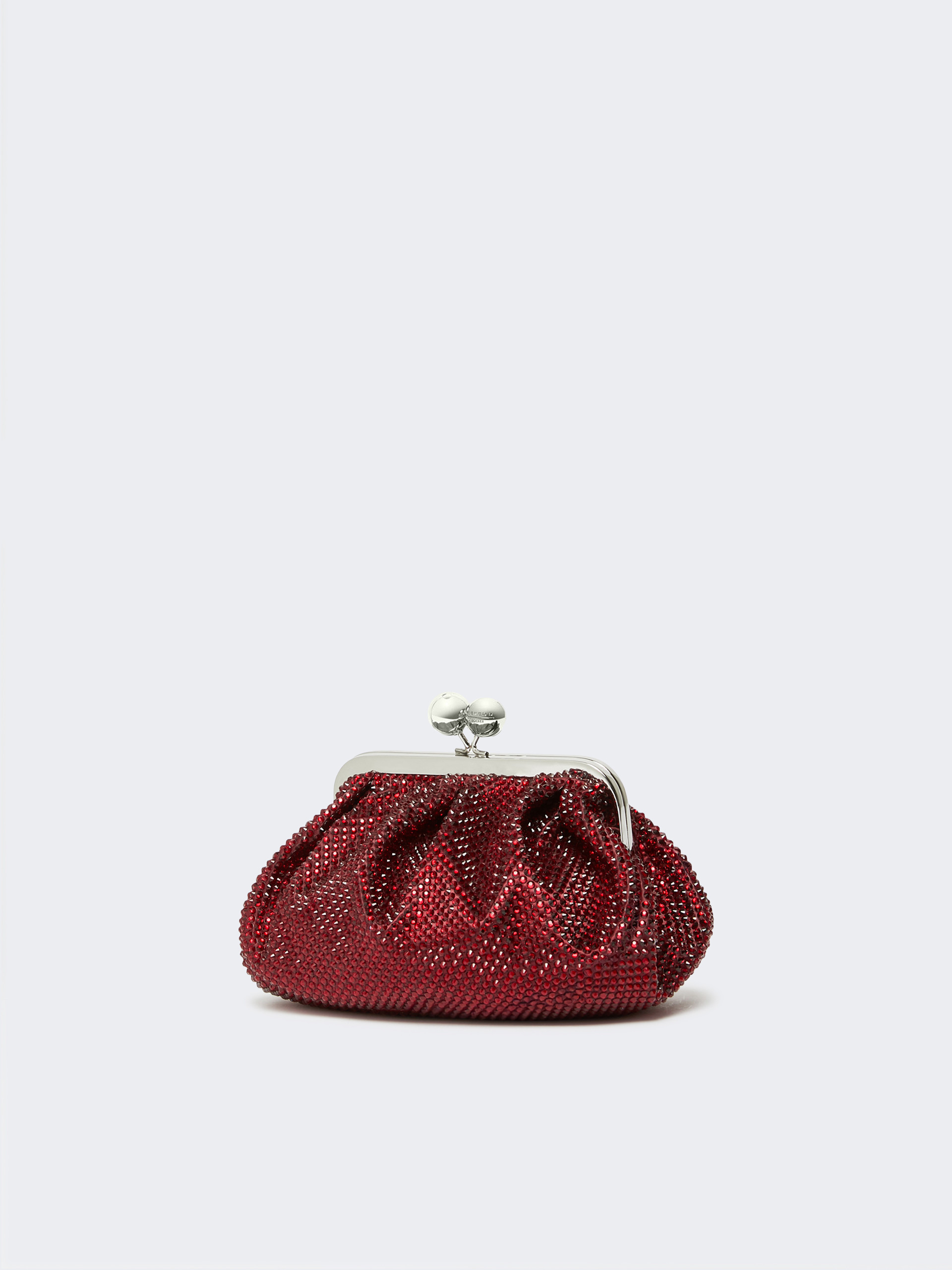 Weekend Max Mara Small Pasticcino Bag In Satin With Rhinestones In Red