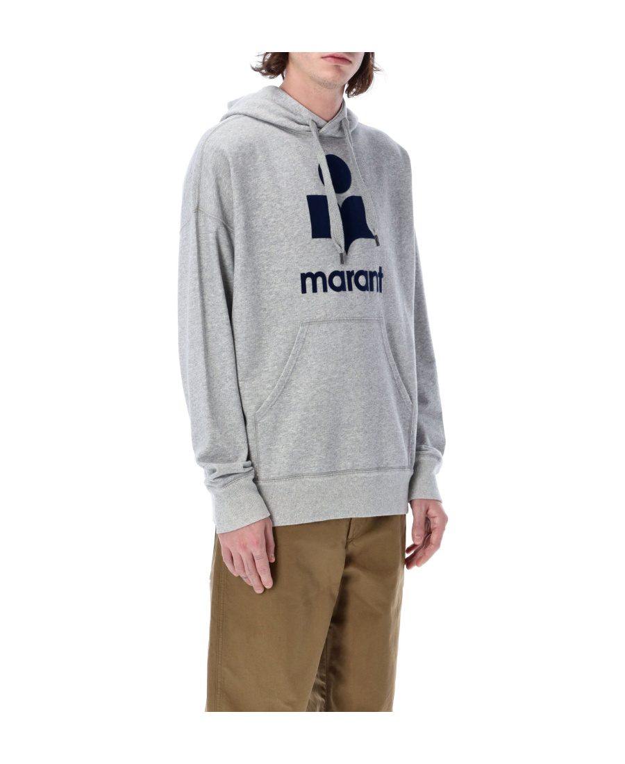 Isabel Marant Heathered Grey Hoodie With Contrasting Logo In Gray