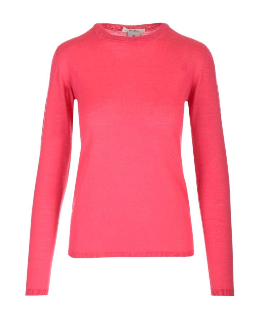 Max Mara Crew-neck Ribbed-knit Top In Orange
