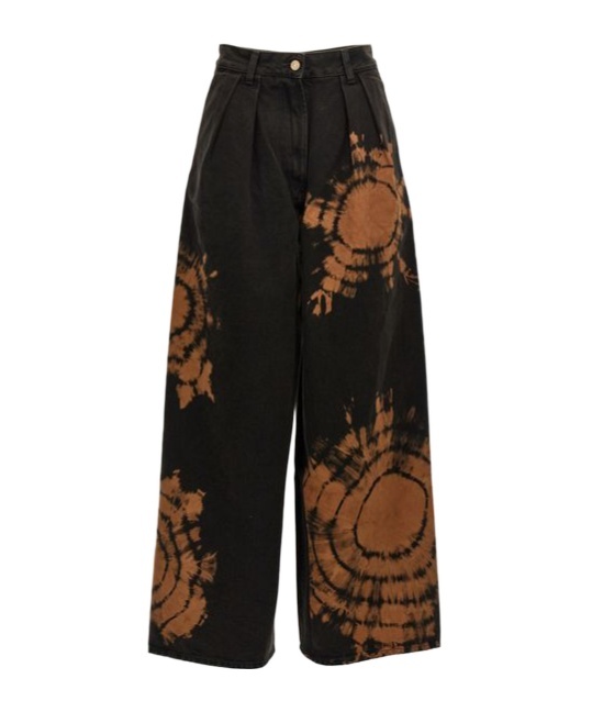 Alanui "desert Sands" High-rise Wide-leg Jeans In Black