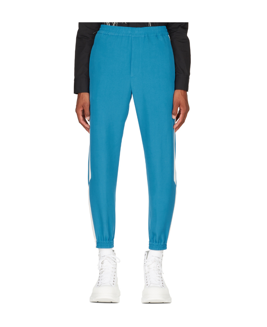 Alexander Mcqueen Blue Viscose Lounge Pants In Blue