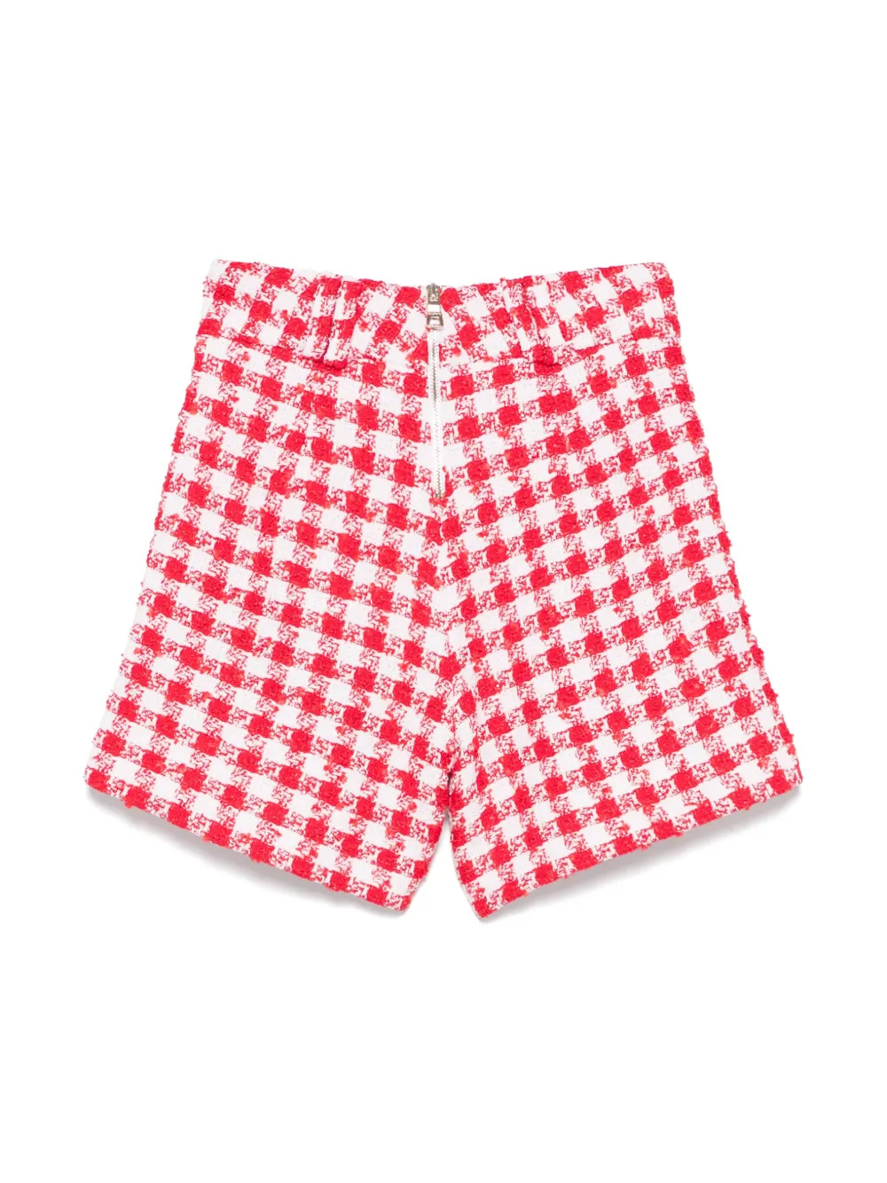 Shop Balmain Gingham-check Shorts In Pink