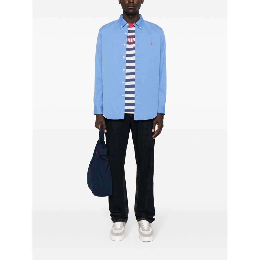 Polo Ralph Lauren Polo Pony Cotton Shirt In Blue