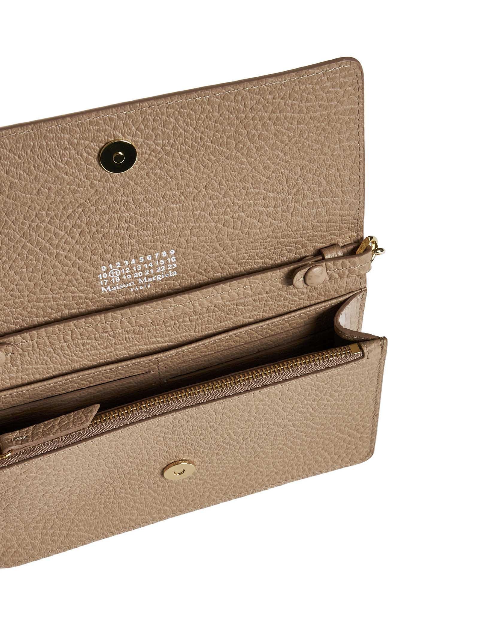 Maison Margiela Four Stitch Leather Crossbody Wallet In Nude