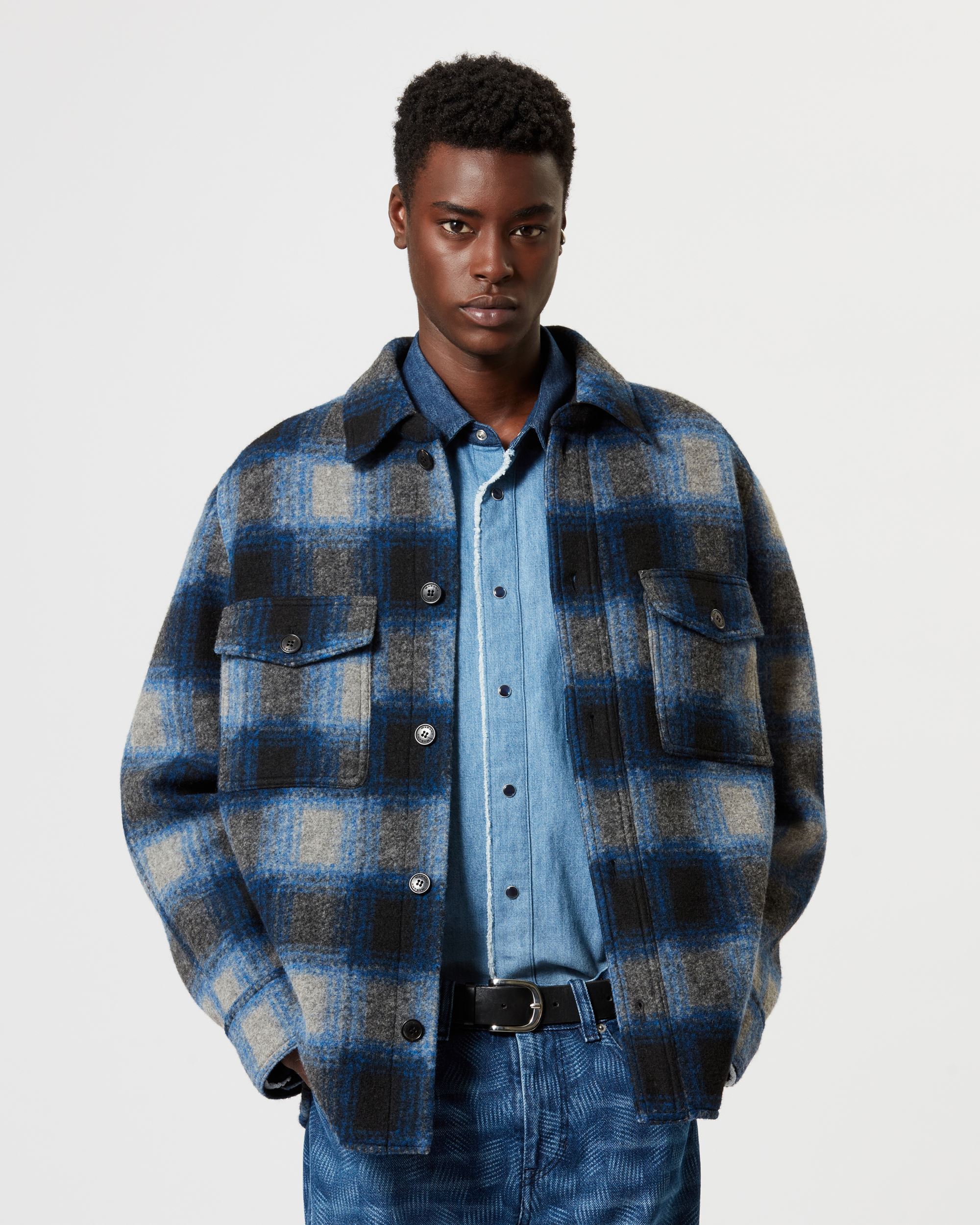 Isabel Marant Marant Kervon Checkered Overshirt In Black