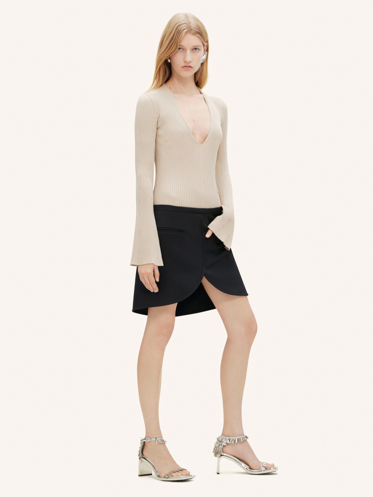 Courrèges Ellipse Tailored Crepe Mini Skirt In Black