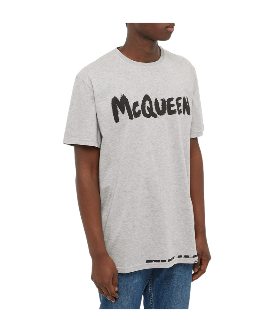 Alexander Mcqueen Logo-print Cotton T-shirt In Gray