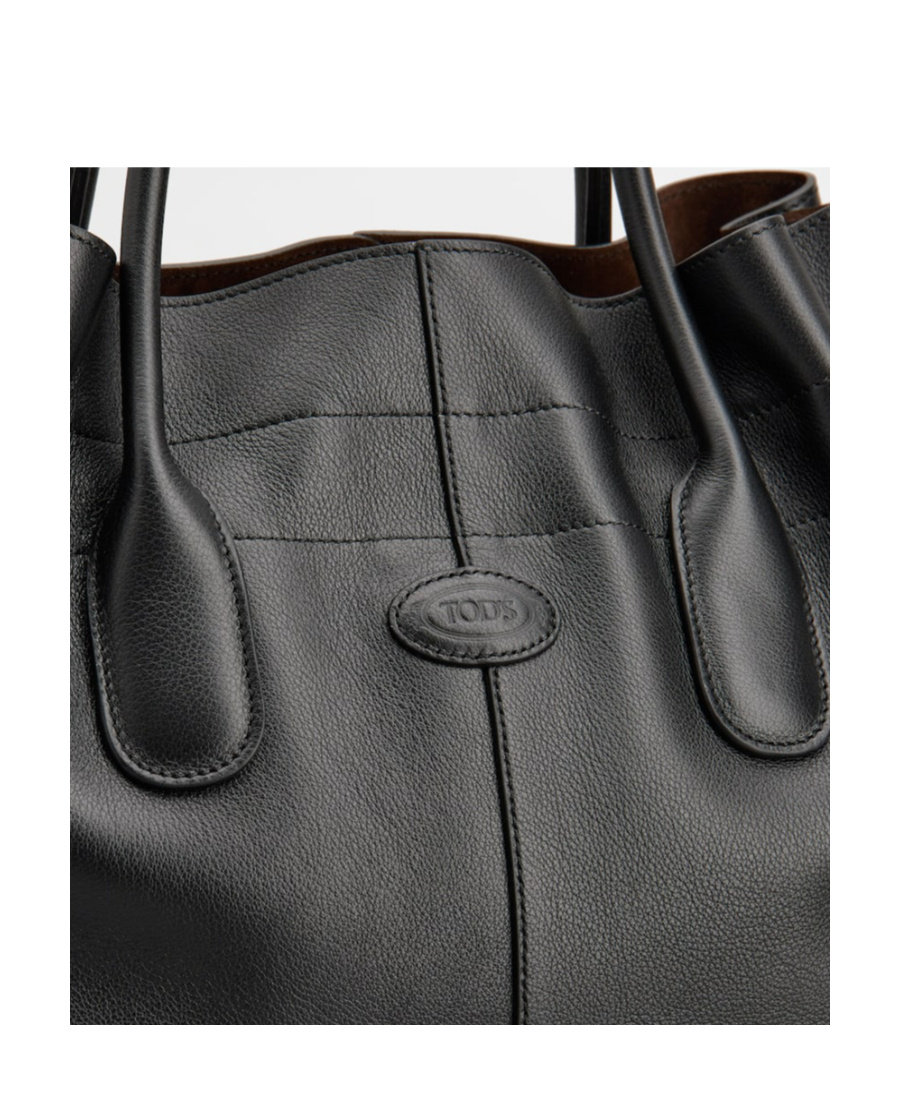 Tod's Small Di Drawstring Leather Tote Bag In Black