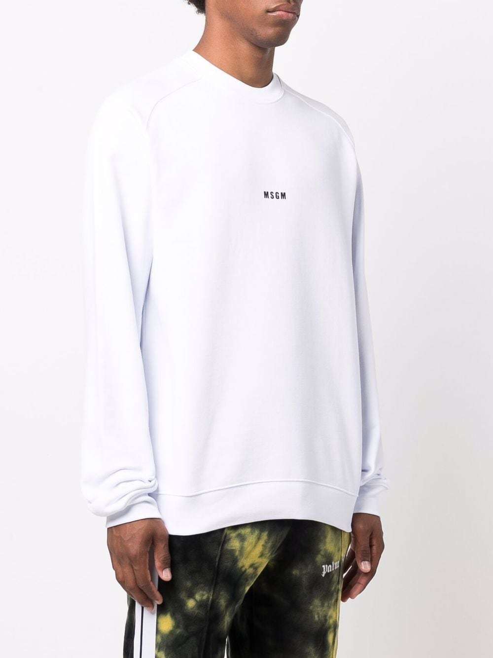 Msgm Crew Neck Sweatshirt With Logo In White