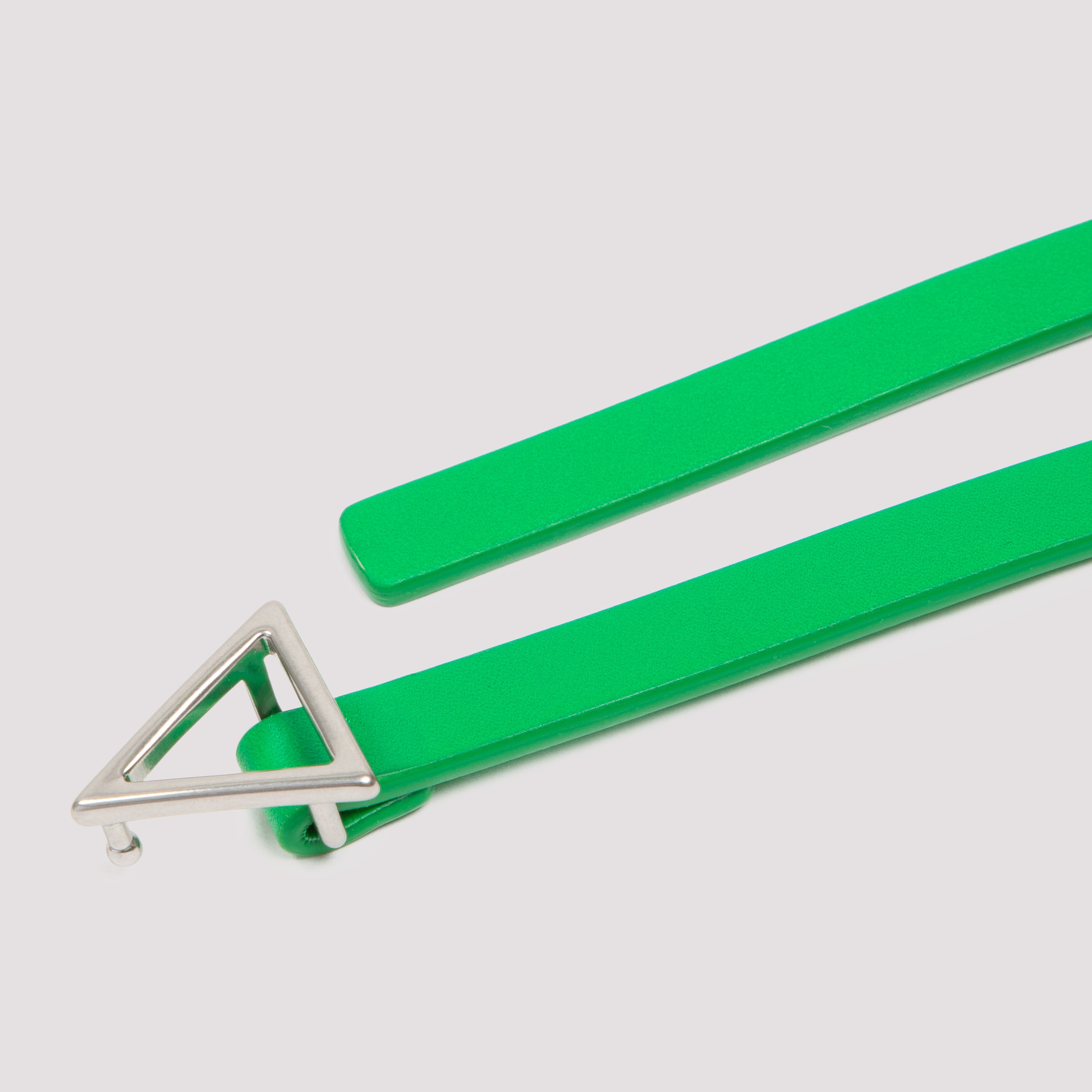 Bottega Veneta Triangle-buckle Thin Belt In Green