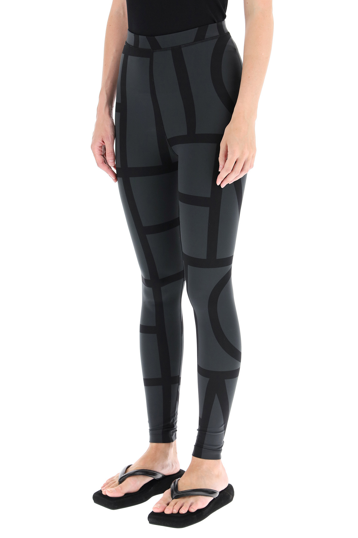 Totême Two-tone Graphic-print Leggings In Black