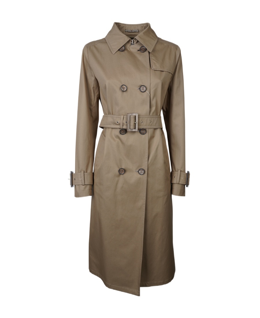 Herno Sand Cotton Gabardine Trench Coat In Gray