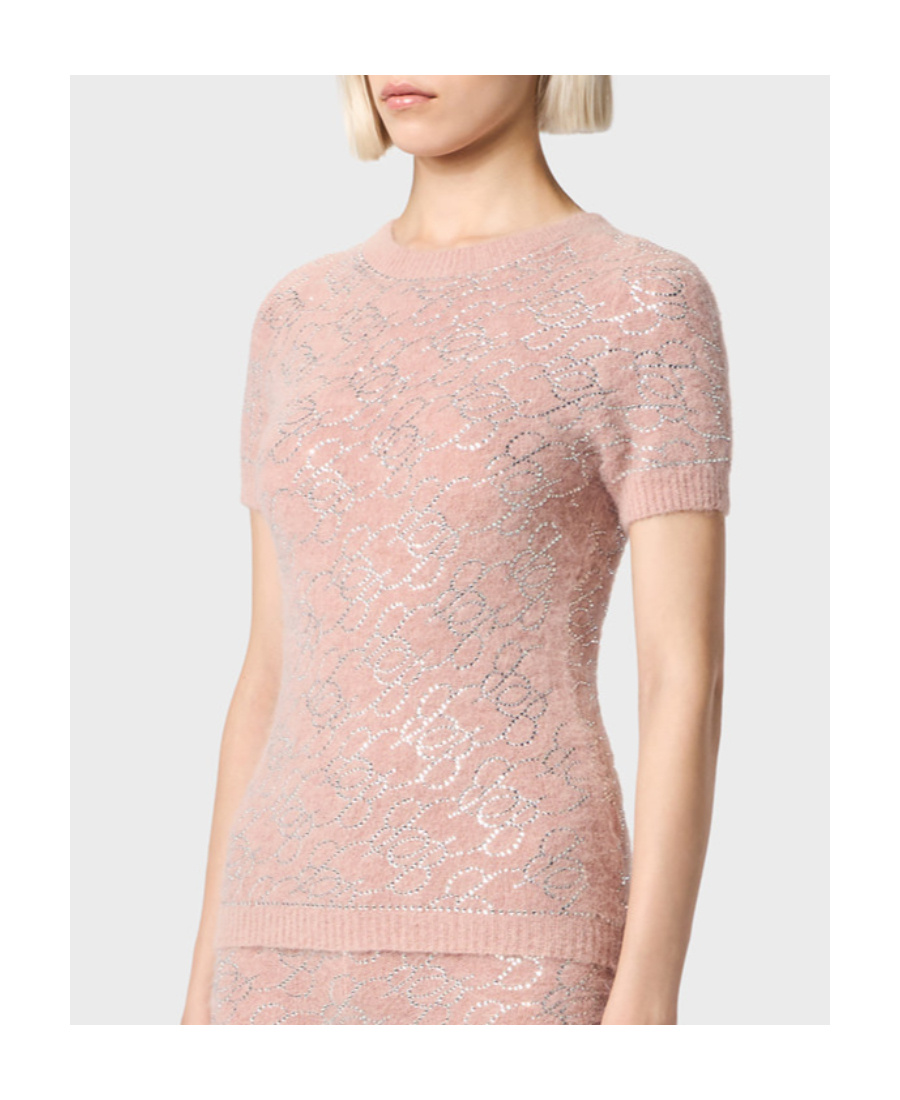 Blumarine Crystal-embellished Knitted Top In Nude