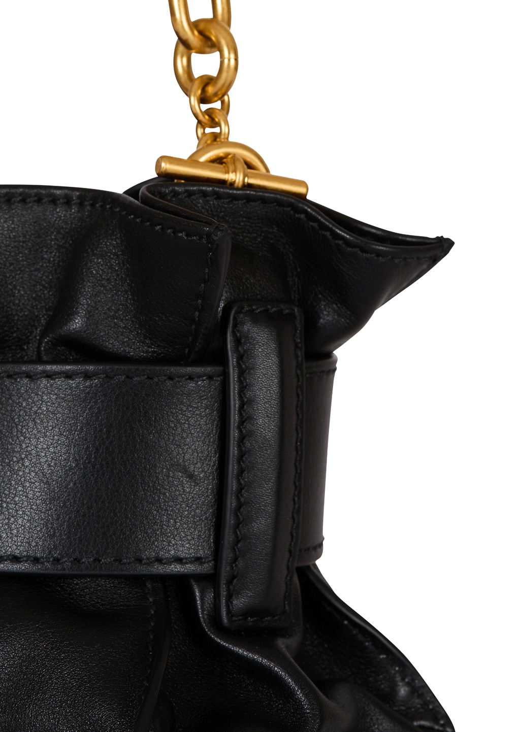Balmain Anthem Mini Buckle Shoulder Bag In Calfskin Leather In Black