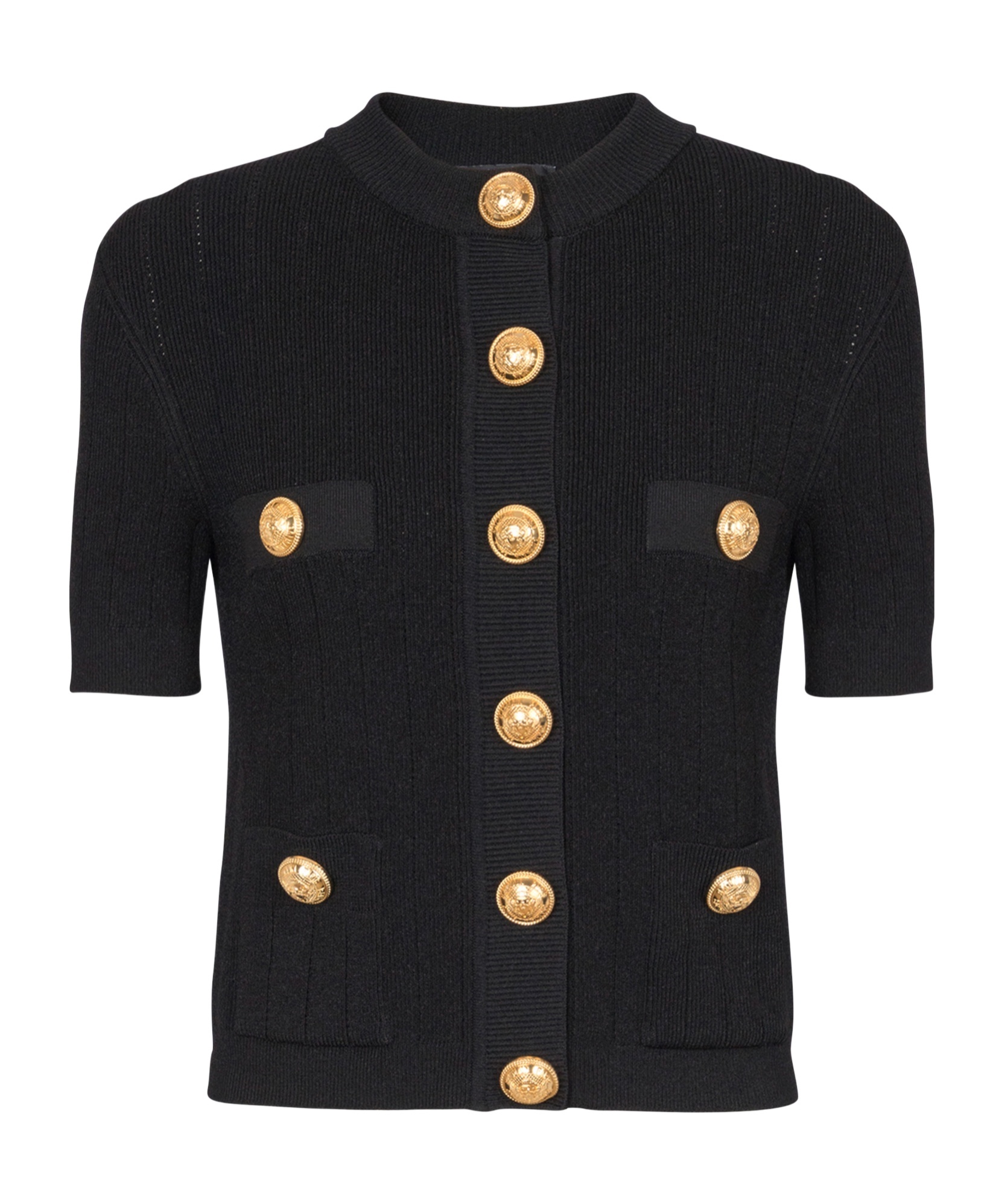 Shop Balmain 4-pocket Knitted Cardigan In Black