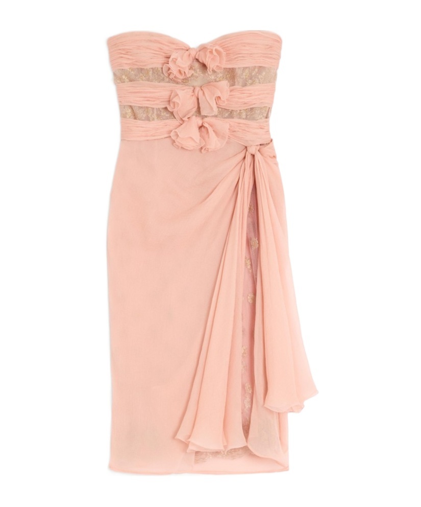 Valentino Crepponne Chiffon Dress In Pink