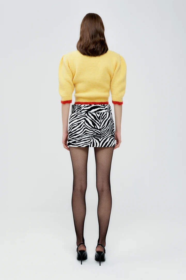 Alessandra Rich Zebra-print Miniskirt In White