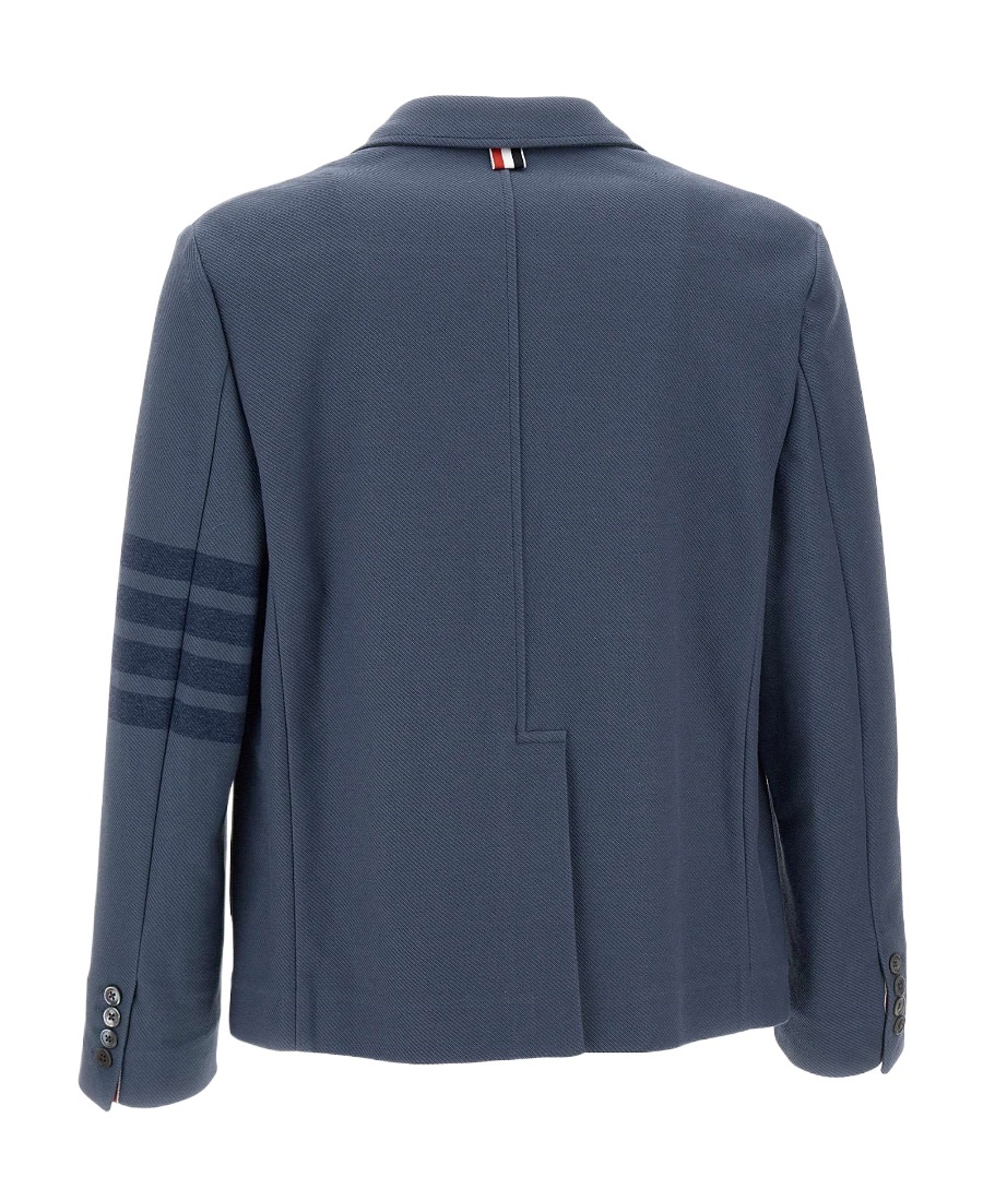 Thom Browne Striped-sleeve Cotton Blazer In Blue