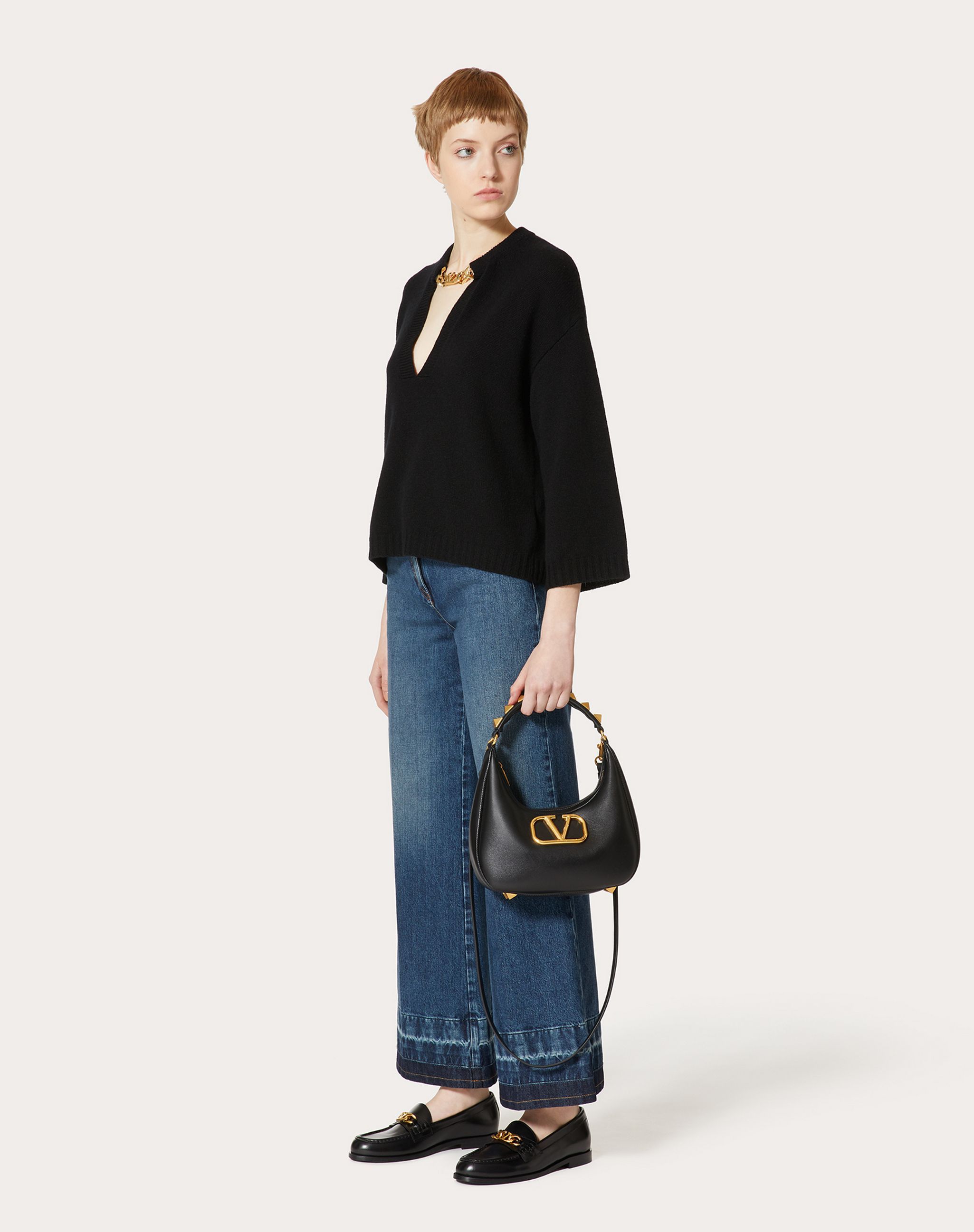 Valentino Vlogo Roman Stud Tote Bag In Black