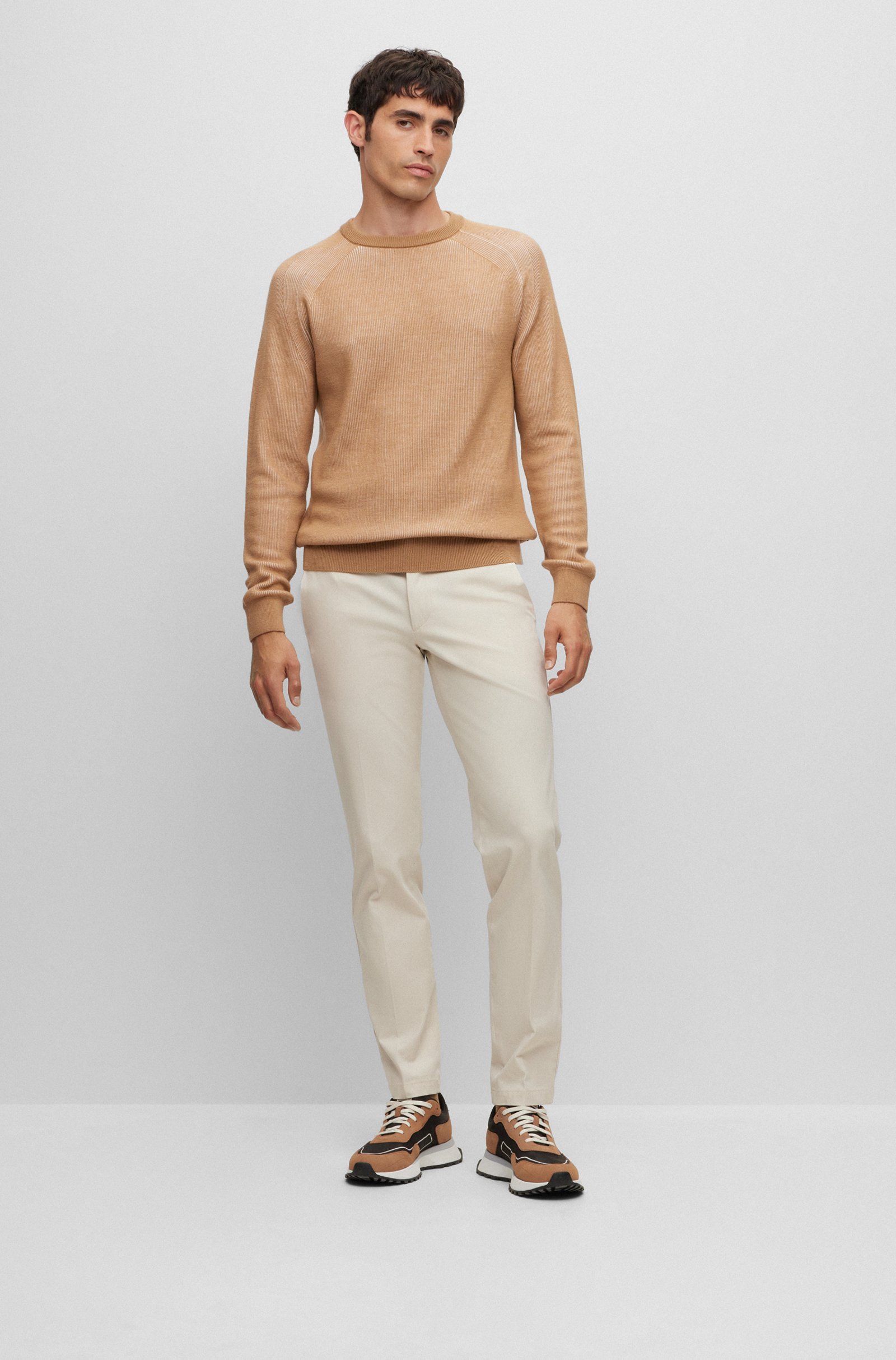Hugo Boss Slim-fit Chinos In A Stretch-cotton Blend In White