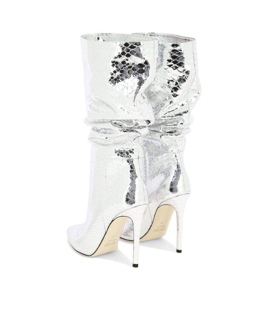 Shop Paris Texas 105mm Snakeskin-effect Metallic Boots In White