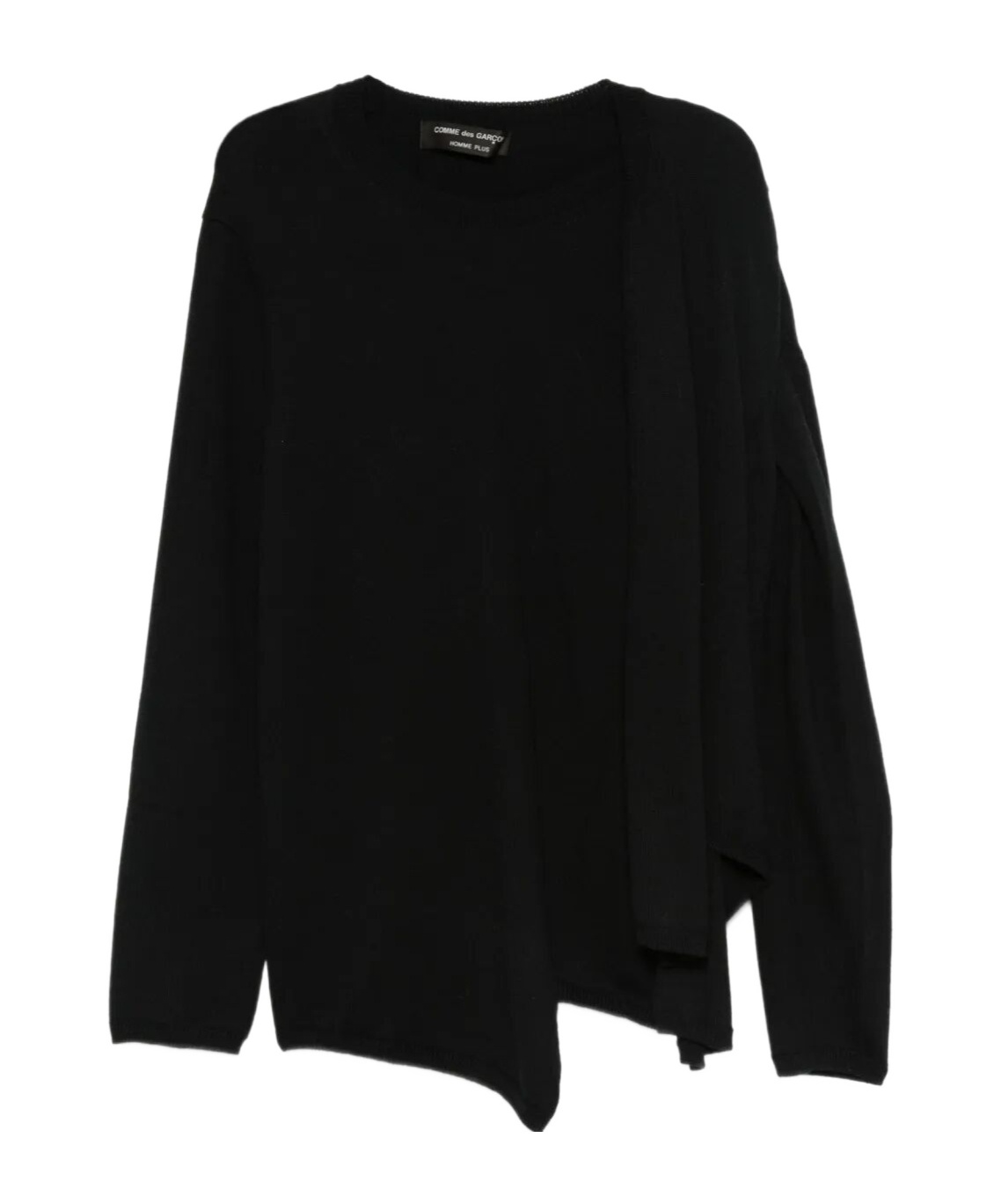 Comme Des Garçons Asymmetric Long Sleeve Knit Top In Black