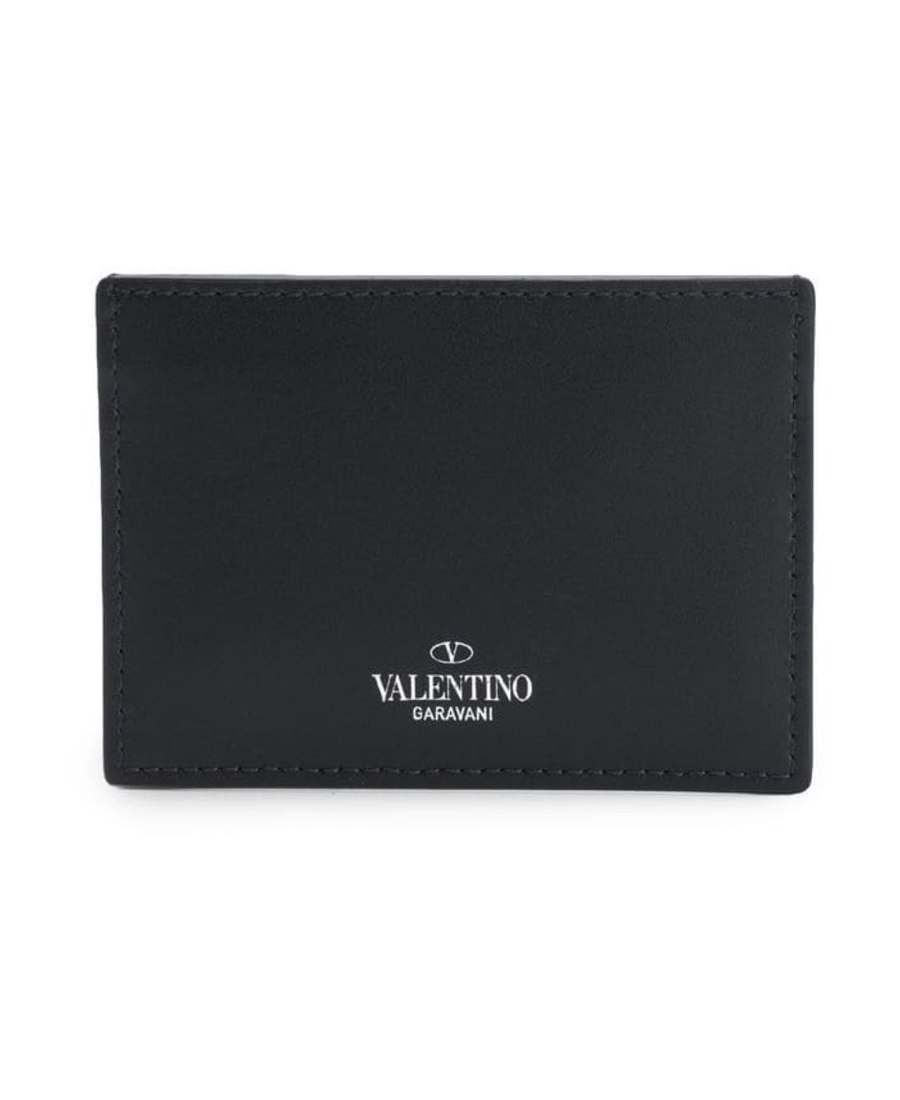 Valentino Vltn-print Cardholder In Black