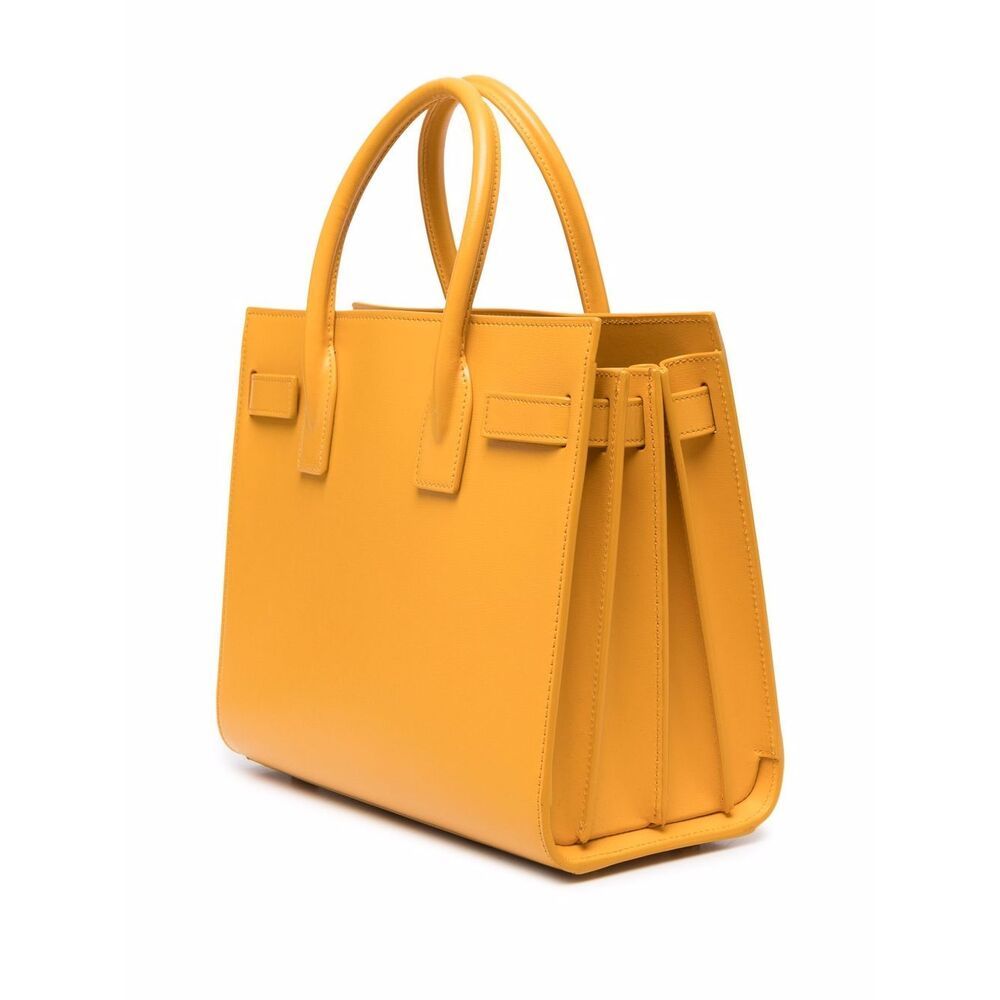 Saint Laurent Sac De Jour Logo Detailed Tote Bag In Yellow