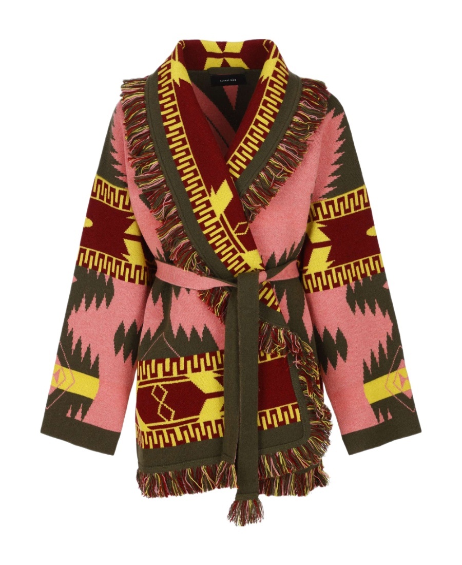 ALANUI INTARSIA-KNIT BELTED CADIGAN