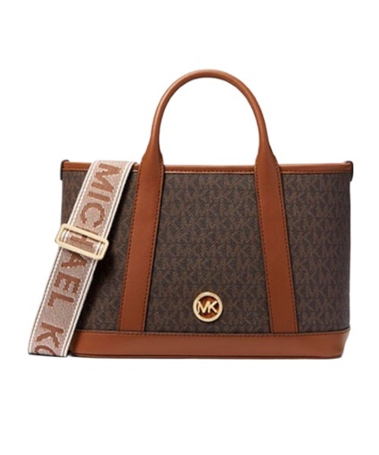 Michael Michael Kors Michael By Michael Kors Printed Canvas Small Luisa Shopping Bag In Brown
