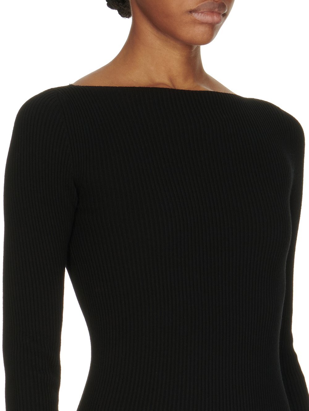 Rick Owens Ribbed Long-sleeved Day Dress In Black