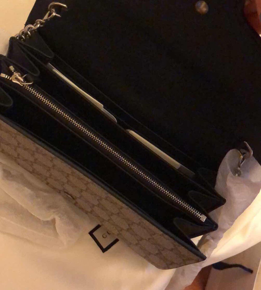 Gucci Dionysus Gg Supreme Canvas Wallet On Chain In Nude