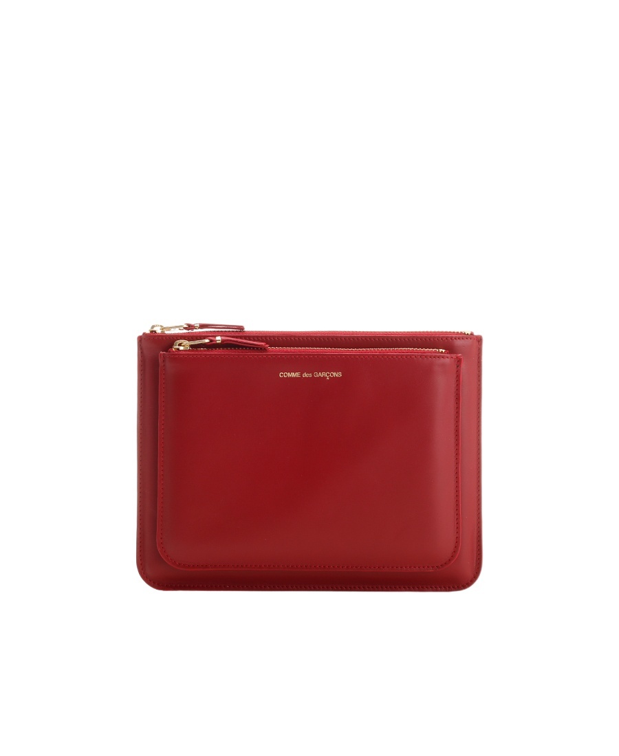 Comme Des Garçons Logo Wallet In Red