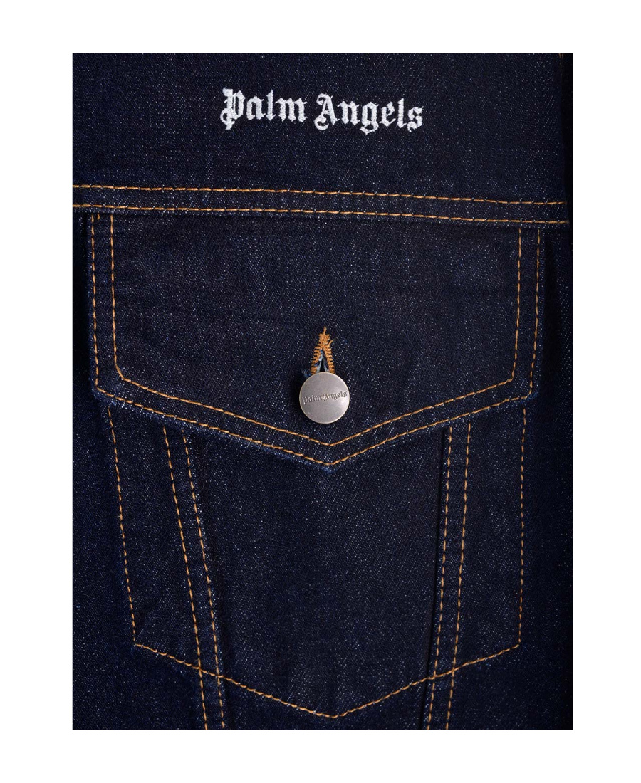 PALM ANGELS EMBROIDERED-LOGO DENIM JACKET 