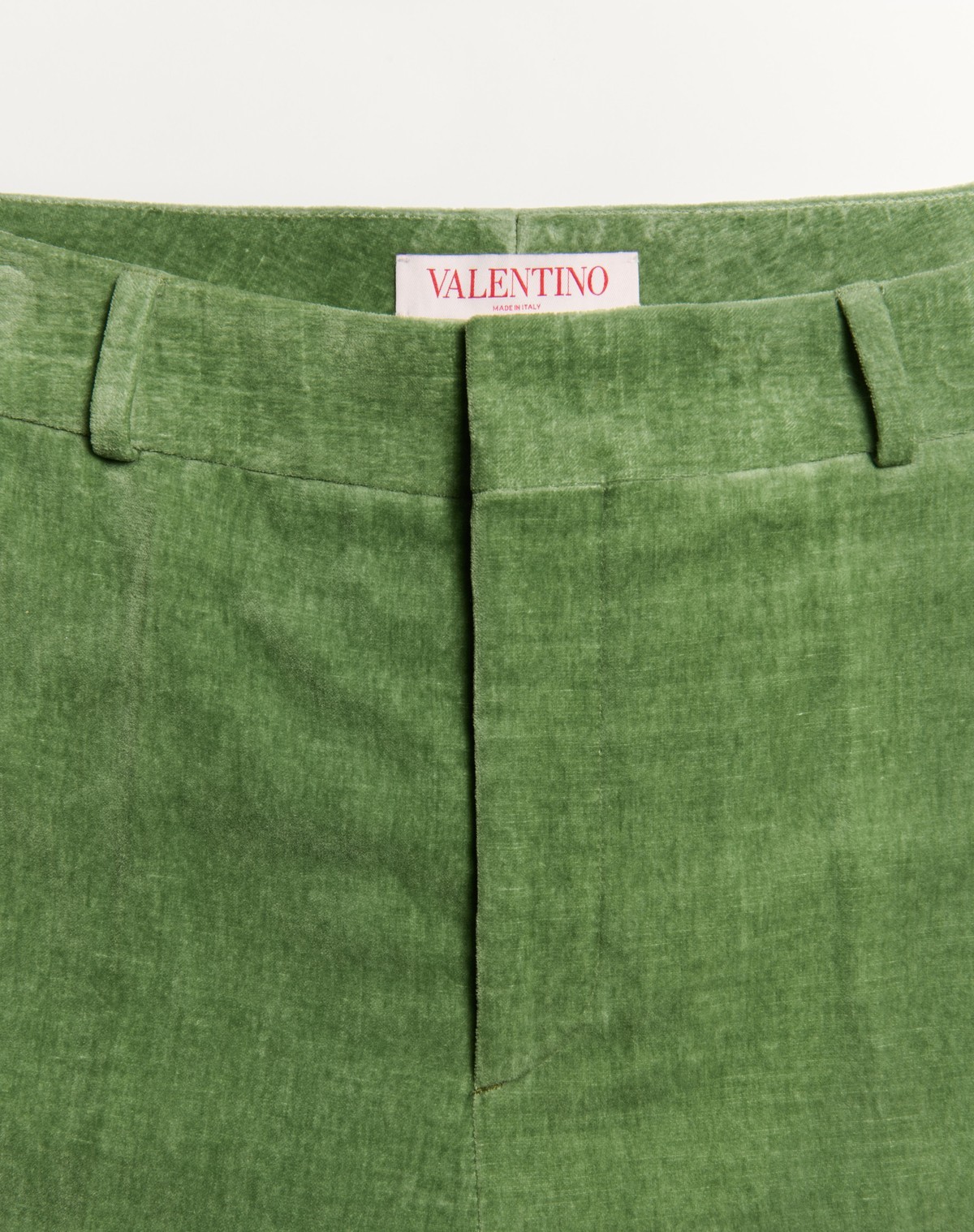 Valentino Garavani Velvet Trousers With Jacquard Hem In Green