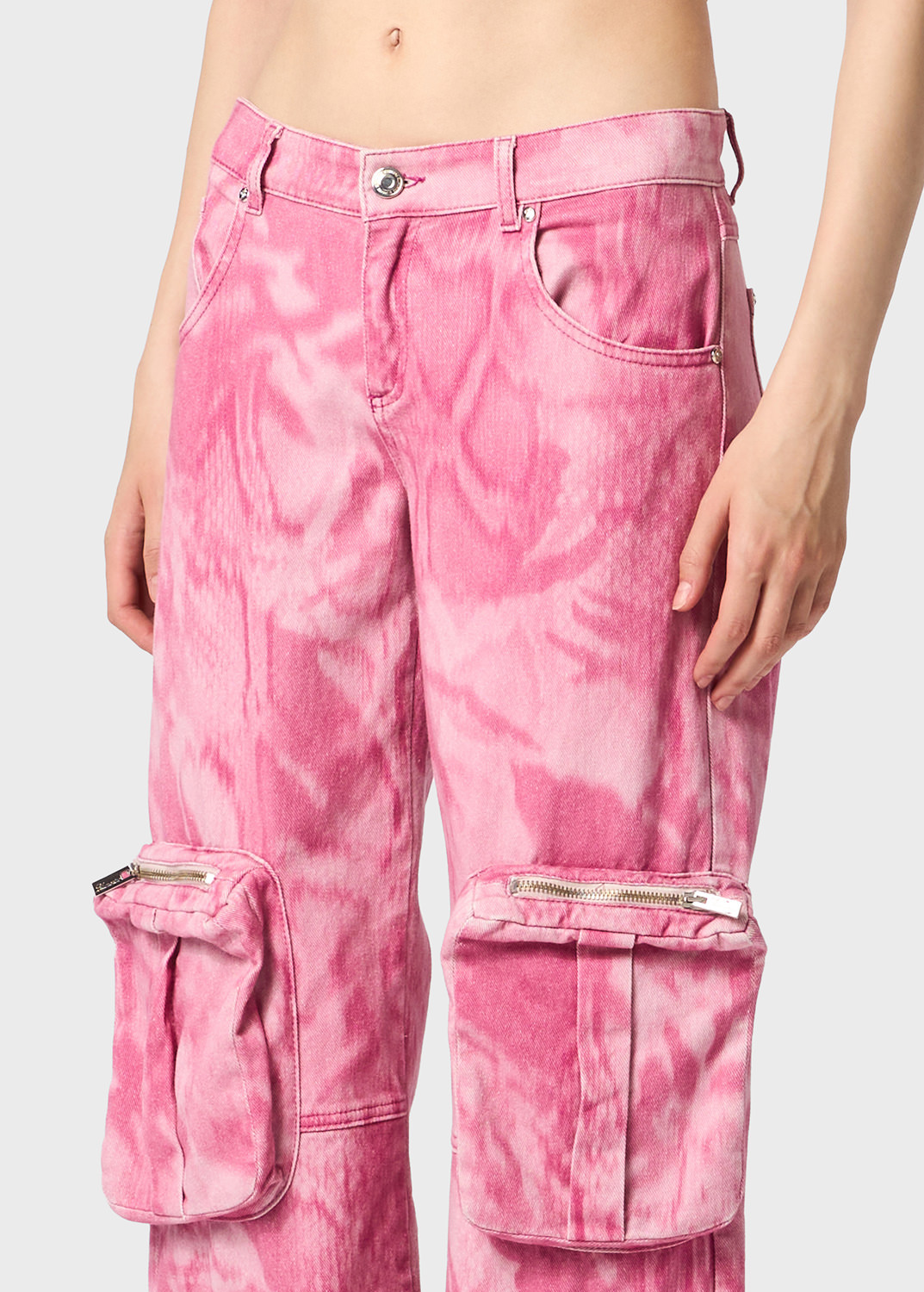 Blumarine Camouflage Work Casual Pants In Pink