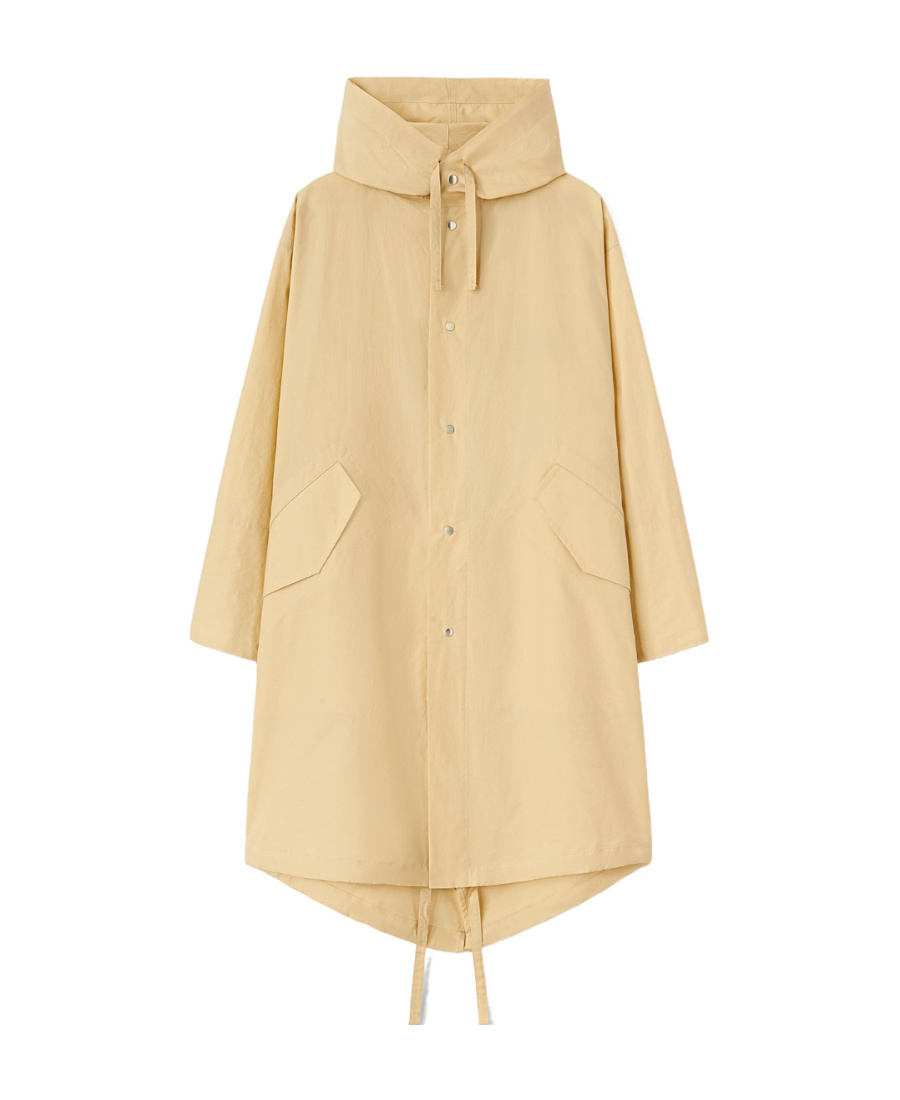 Jil Sander Logo Print Drawstring Coat In Nude