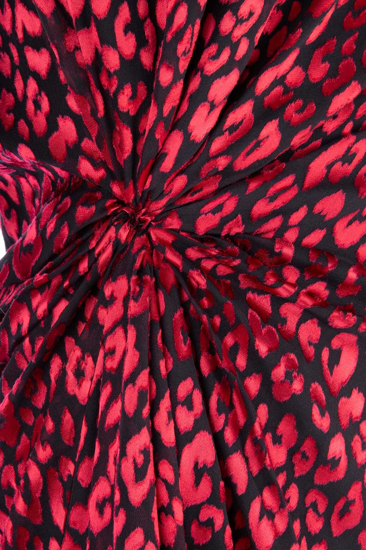 Saint Laurent Silk Pleated Detail Dress In Red