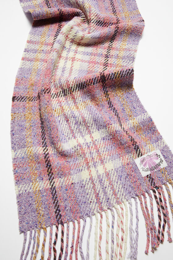 Shop Acne Studios Check-print Wool Scarf In Pink
