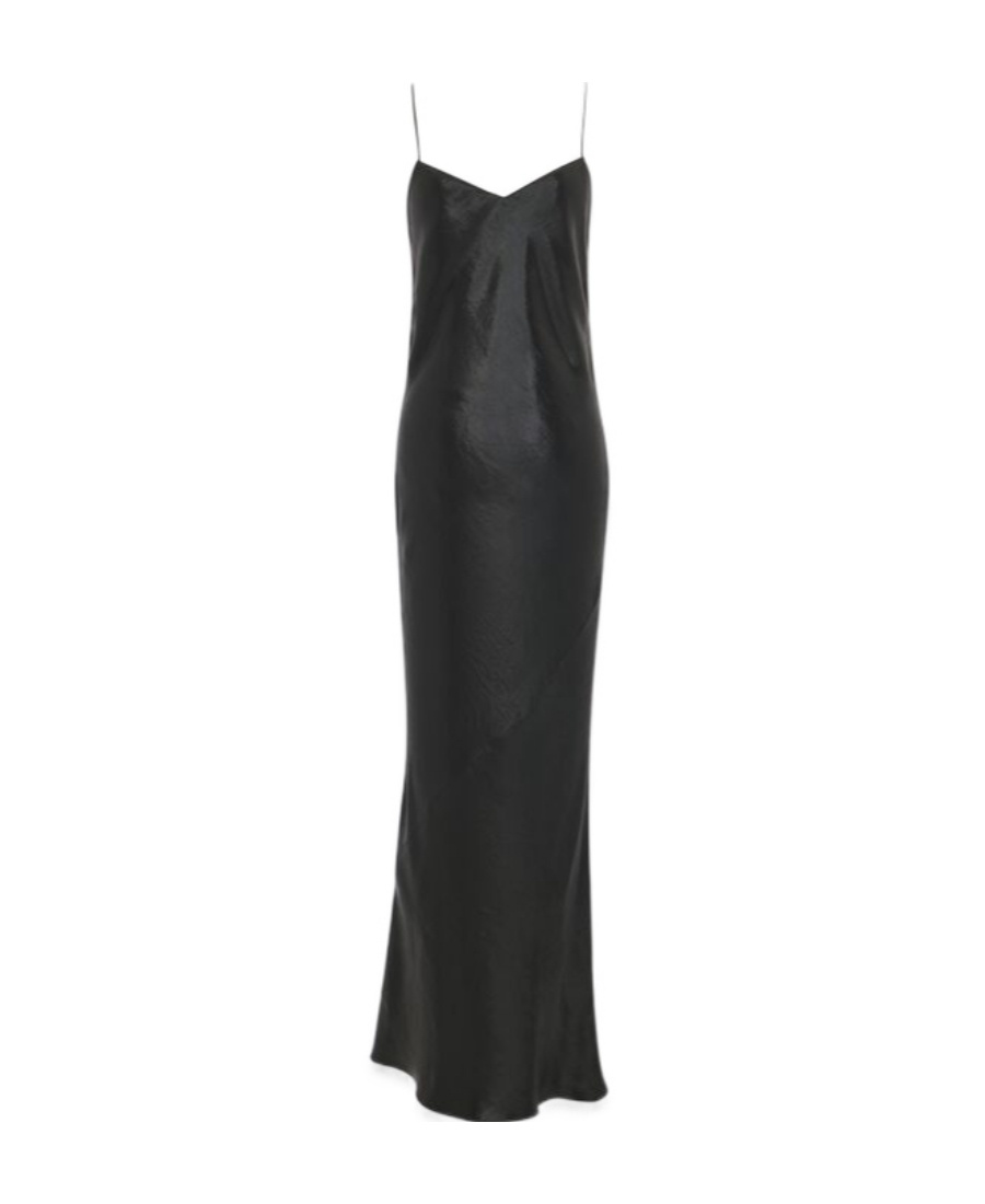 Saint Laurent Long Cowl-back Dress In Iridescent Satin In Black