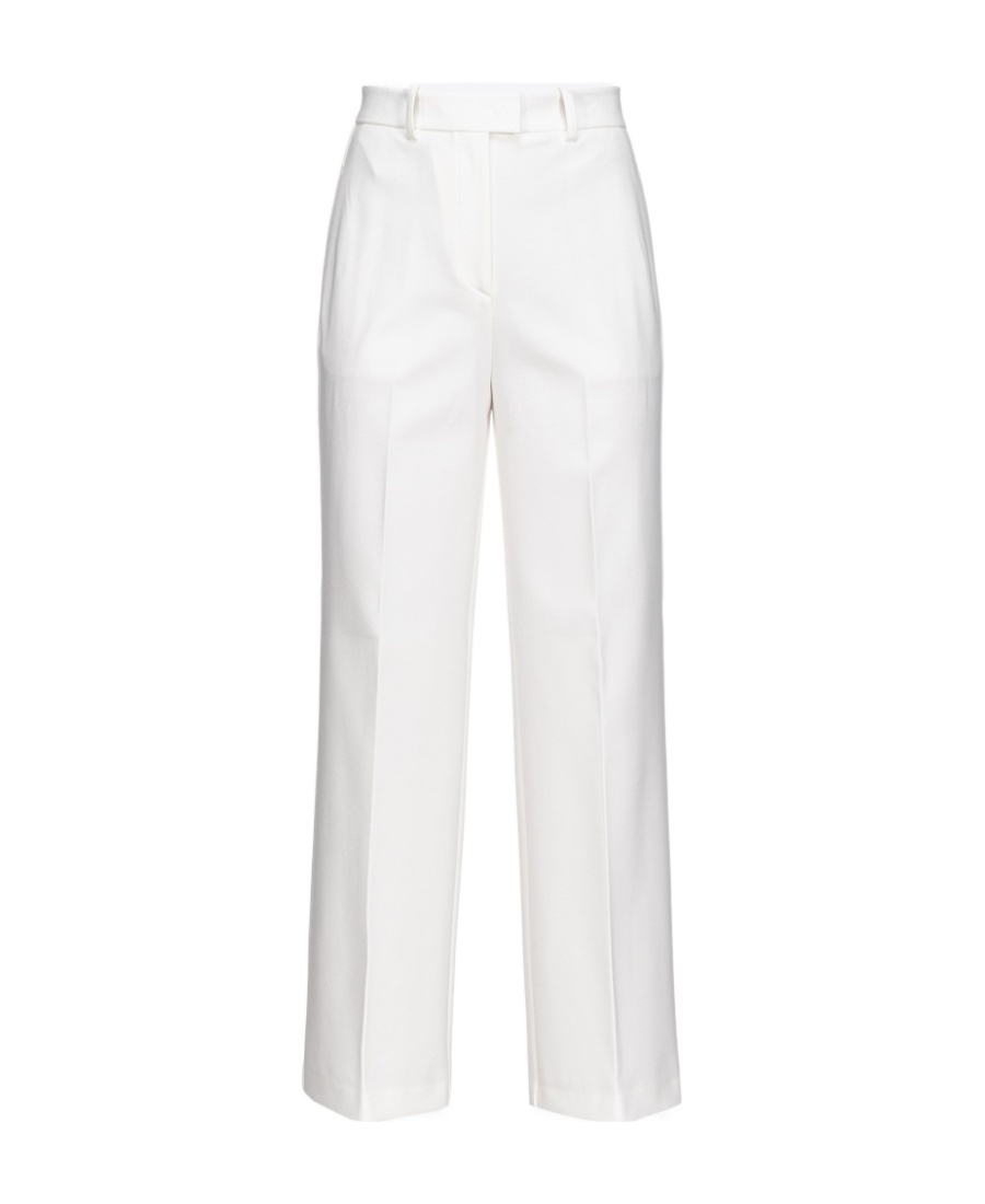 Pinko Cropped Straight-leg Trousers In White