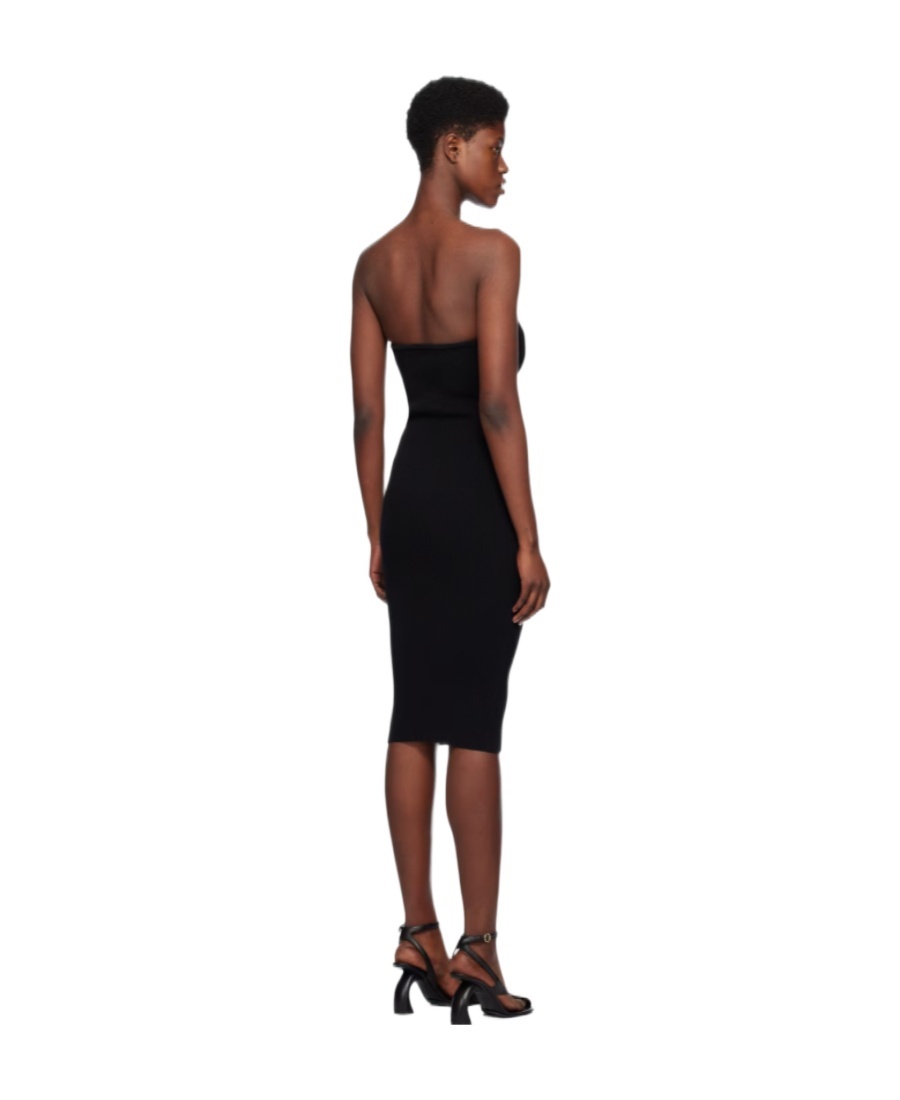 Coperni Knit Sweetheart Bustier Midi Dress In Black