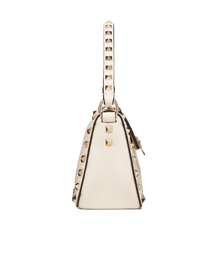 Valentino Garavani Women Rockstud Small Leather Shoulder Bag In White