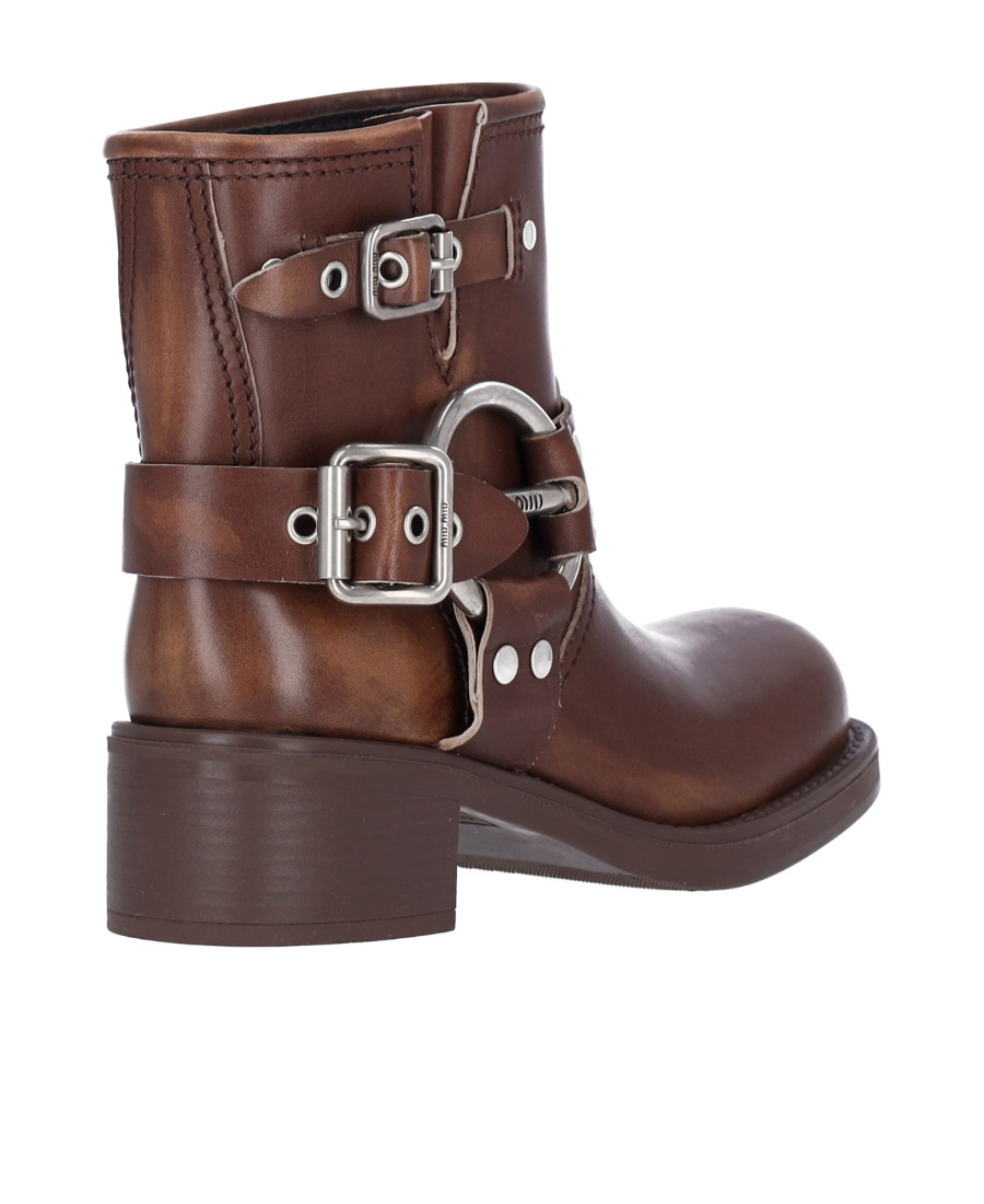 Miu Miu Round-head Short Boots In Red