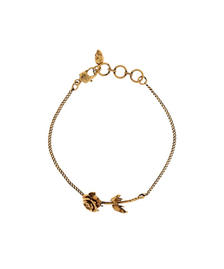 Alexander Mcqueen Rose Pendant Necklace In Golden